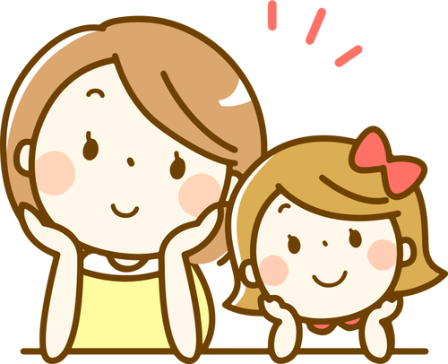 Mother and daughter vector drawing