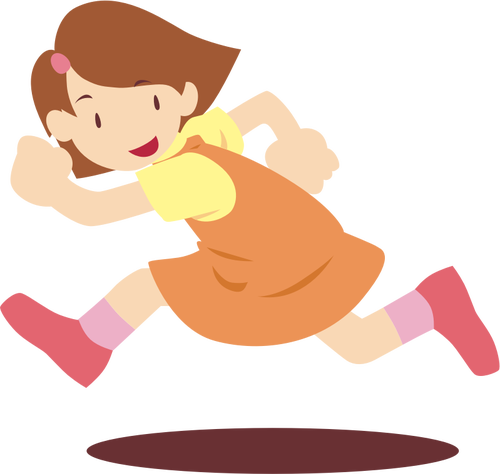 Girl running vector drawing