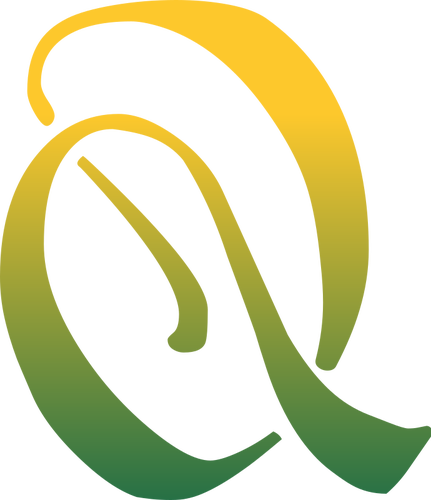 Q lettera in giallo e verde