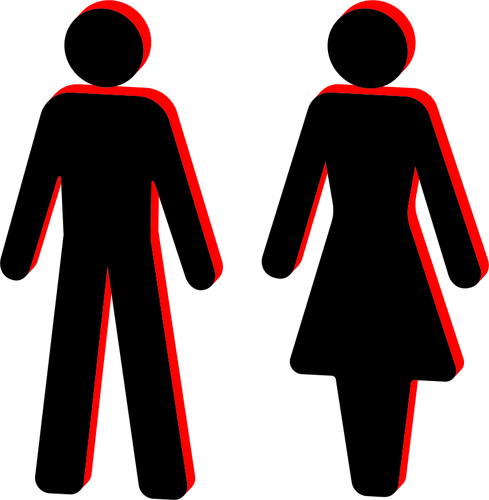 Mannelijke en vrouwelijke stok figuur symbolen