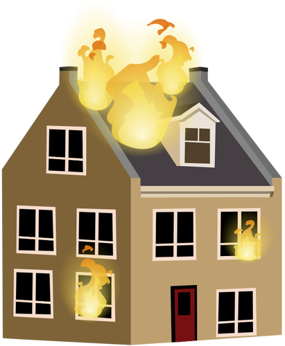 Huis op brand vector afbeelding