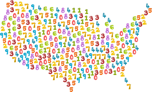 Mappa degli Stati Uniti con i numeri