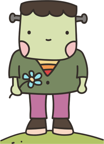 Cute monster with flowers