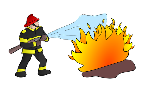 Feuerwehrmann mit Flammen