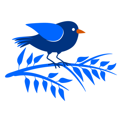 Branche bleue et un oiseau