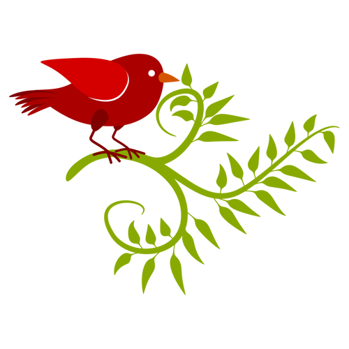 Rode vogel in een tak