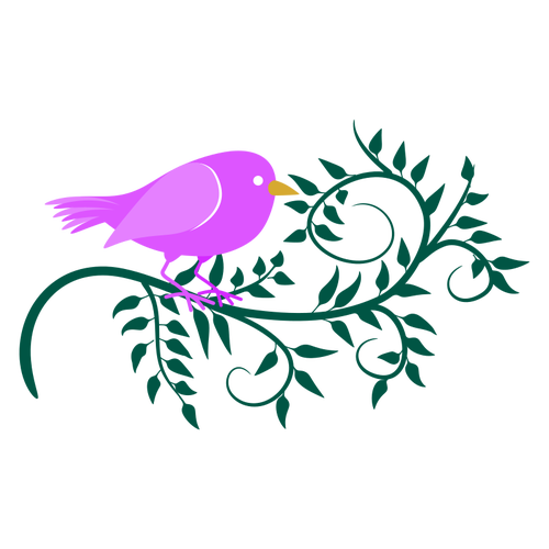 Roze vogel in een tak