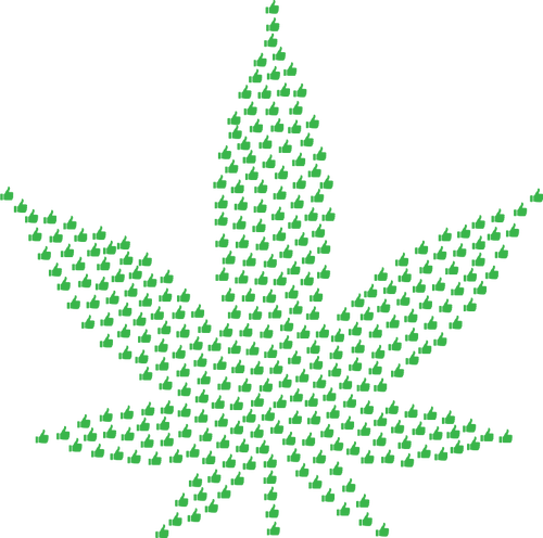 La marijuana et les pouces vers le haut
