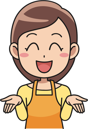 Laughing apron woman