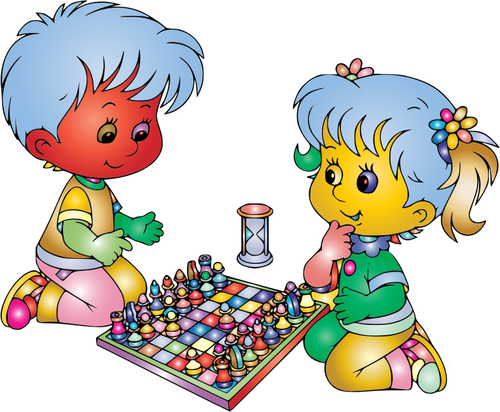 NiÃ±o y niÃ±a jugando ajedrez de colores