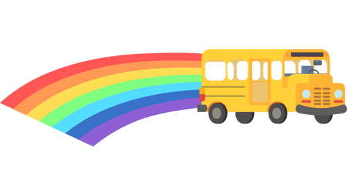 Regenbogen-Schulbus