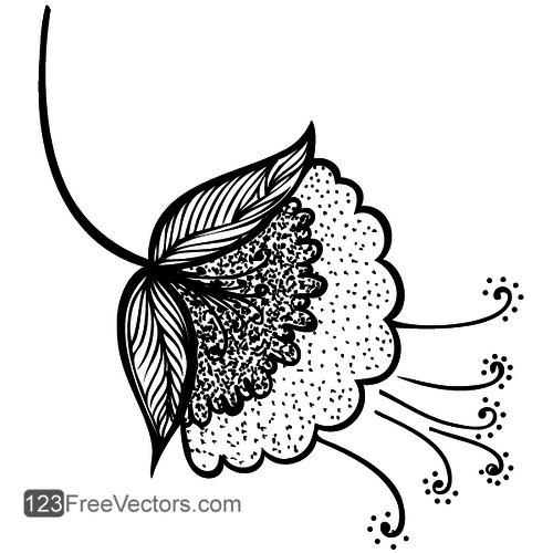 Hand-drawn blooming flower