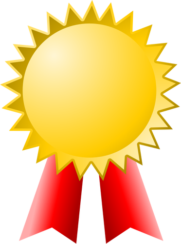 Vector clip art of medal with red ribbon