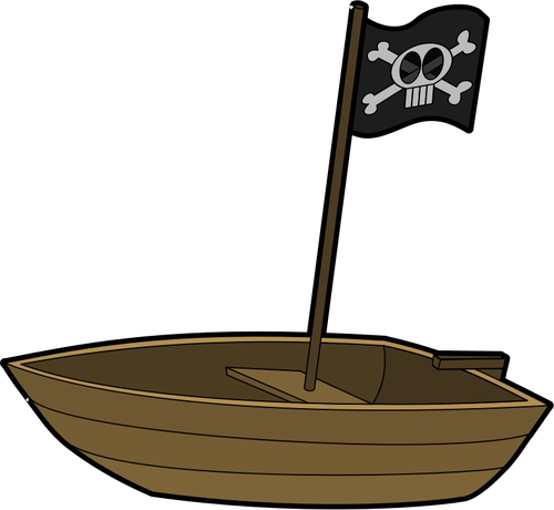 Vector afbeelding van Ã©Ã©n persoon piraat boot met een vlag