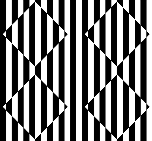 IlusiÃ³n de Ã³ptica 3D con ilustraciÃ³n de vector de rayas blanco y negro