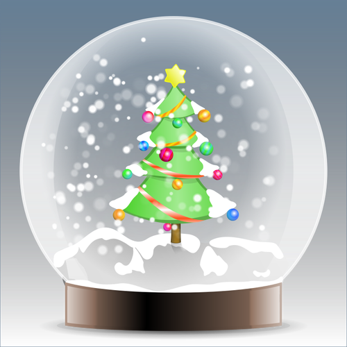 BoÅ¼e Narodzenie drzewo Å›niegu glob grafika wektorowa