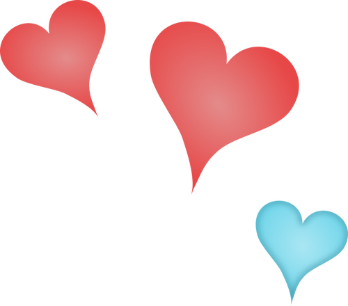 Vektorgrafiken von 3 verschiedenen farbigen Herzen