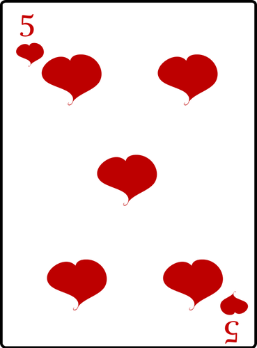 FÃ¼nf der Herzen Spielkarte Vektor-Bild