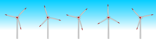 Cinci turbine eoliene