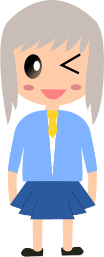 Cartoon girl with grey hair vector drawing