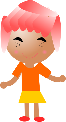 Smiling girl with pink hair