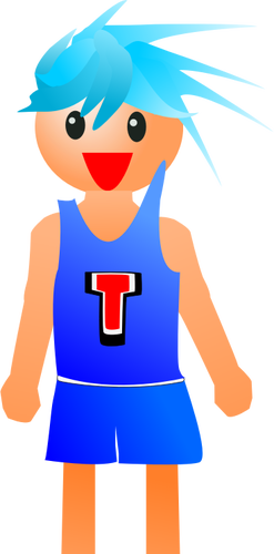 Jogador de basquete com cabelo azul