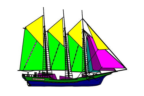 Kleurrijk zeilen schip vector tekening