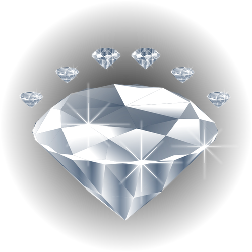 KÃ¡men diamant, obklopenÃ½ diamanty vektorovÃ© kreslenÃ­