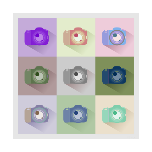 SLR digital photo camera icon set vector image
