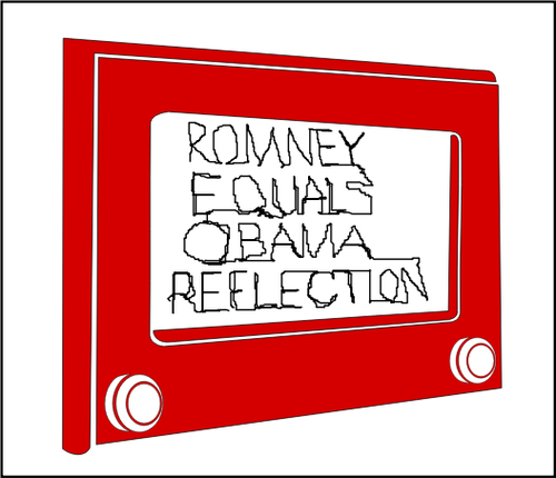 Drawing of old TV set with American election message