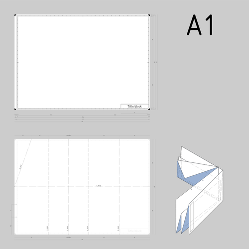 A1 stÃ¸rrelse tekniske tegninger papir mal vektortegning