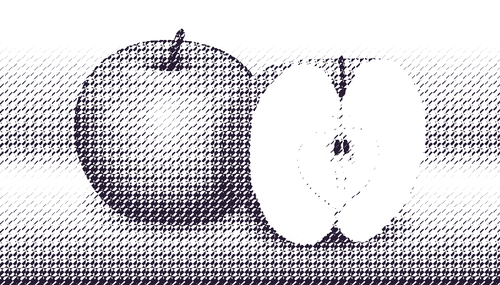 VollstÃ¤ndigen Apfel und eine halbe