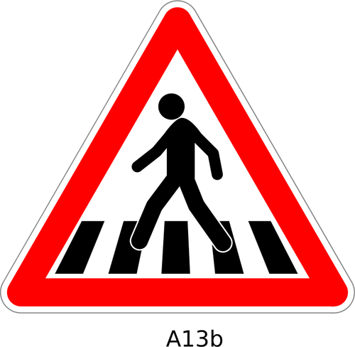 PrzejÅ›cie dla pieszych znak ostrzegawczy ruchu rysunek wektor
