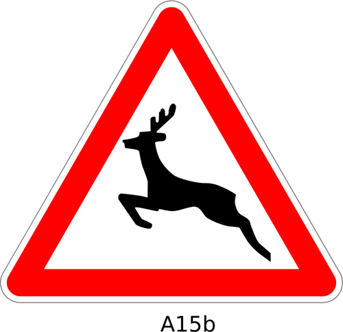 ciervos cruzando la seÃ±al de advertencia de trÃ¡fico vector illustration
