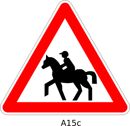 Cavaleiro do cavalo na estrada trÃ¡fego sinal vector imagem