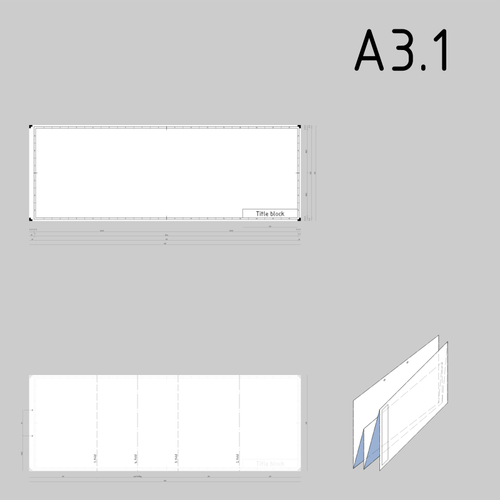 A3.1 stÃ¸rrelse tekniske tegninger papir mal vektortegning