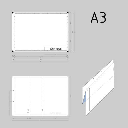A3 GrÃ¶ÃŸe technische Zeichnungen Papier Vorlage Vektor-ClipArt