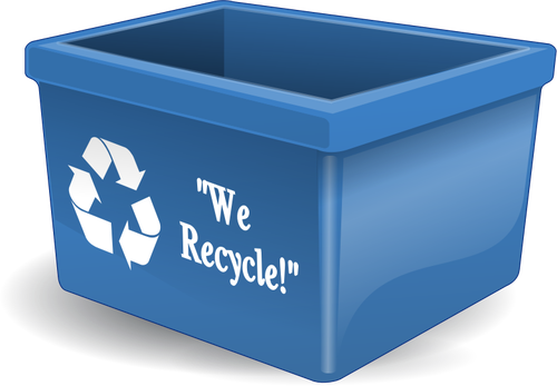 Vector illustration of blue plastic recycling bin