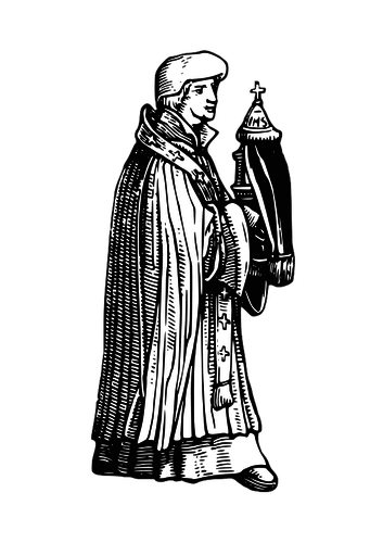Middeleeuwse priester met sacrament vector