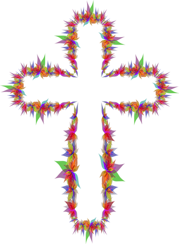 Abstract flowers on a cross