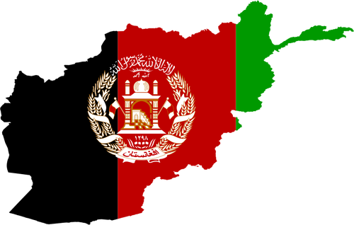 Der afghanischen Flagge und Karte