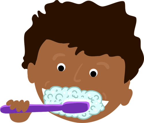 African kid brushing teeth