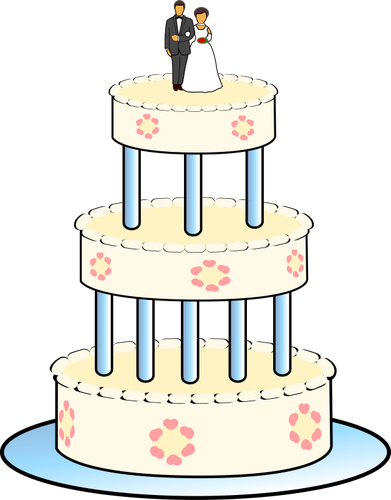 Tegning av tre nivÃ¥ bryllup kake