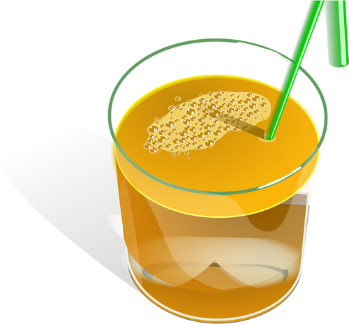 Desenho de suco em um copo com canudo verde vetorial
