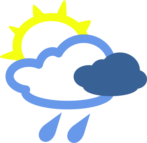 Sunny and rainy day weather symbol vector image