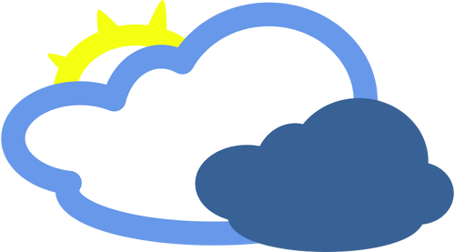 Nuvoloso con qualche immagine vettoriale del simbolo sole meteo