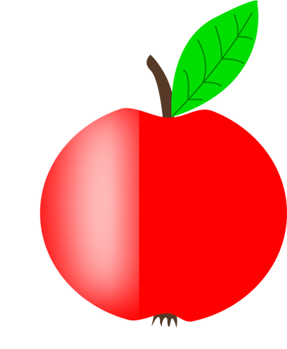 ÄŒervenÃ© jablko vektorovÃ½ obrÃ¡zek s zelenÃ½ list