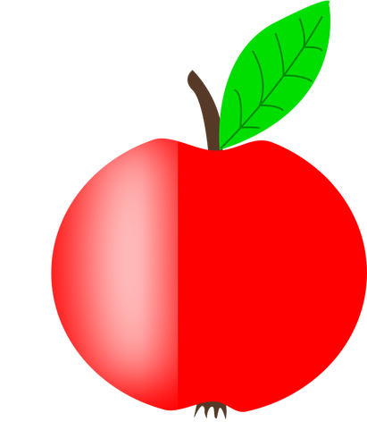 ÄŒervenÃ© jablko vektorovÃ½ obrÃ¡zek s zelenÃ½ list
