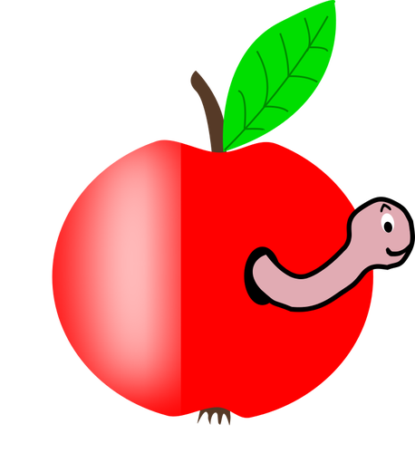 ÄŒervenÃ© jablko s zelenÃ¡ listovÃ¡ vektorovÃ© ilustrace