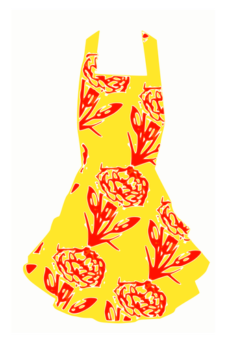 Vintage gule og rÃ¸de kjole